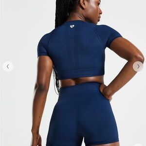 Power Seamless Short Sleeve Crop Top M Navy